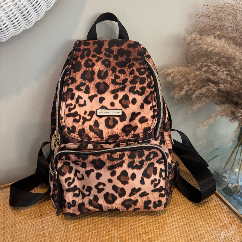 Adrienne Vittadini nylon Leopard Print Backpack in as new condition!!